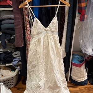 Zara White Maxi Dress with Lace Detail